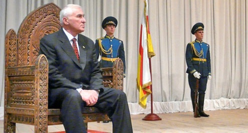 Leonid Tibilov during the ceremony of his inauguration. South Ossetia, April 19, 2012. Photo by Arsen Kozaev for "Caucasian Knot" Leonid Tibilov during the ceremony of his inauguration. South Ossetia, April 19, 2012. Photo by Arsen Kozaev for "Caucasian Knot"