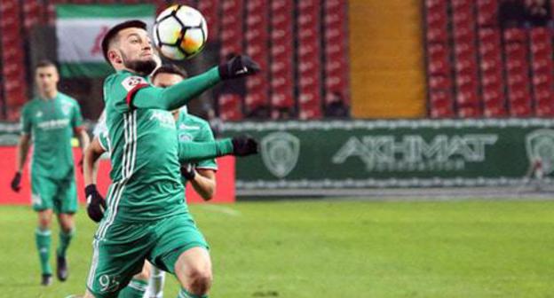 A player of the FC "Akhmat" Grozny. Photo by the press service of the FC "Akhmat" http://fc-akhmat.ru/page/9198 A player of the FC "Akhmat" Grozny. Photo by the press service of the FC "Akhmat" http://fc-akhmat.ru/page/9198