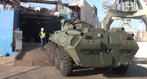 Unloading of the armoured infantry vehicles delivered to Azerbaijan from Russia. Photo: screenshot of a video
https://www.youtube.com/watch?time_continue=19&v=fSFfSVZVR8g Unloading of the armoured infantry vehicles delivered to Azerbaijan from Russia. Photo: screenshot of a video
https://www.youtube.com/watch?time_continue=19&v=fSFfSVZVR8g