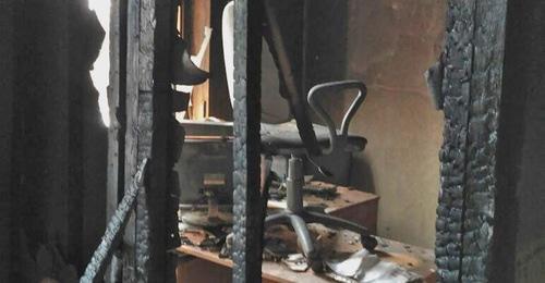 Arson of "Memorial" office in Nazran, January 18, 2018. Photo: "Memorial" press service Arson of "Memorial" office in Nazran, January 18, 2018. Photo: "Memorial" press service