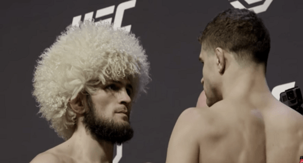 Khabib Nurmagomedov and Jay Iaquinta. Screenshot from YouTube video posted by Artem Tarasov MMA, www.youtube.com/watch?v=2CHscAUDIZI Khabib Nurmagomedov and Jay Iaquinta. Screenshot from YouTube video posted by Artem Tarasov MMA, www.youtube.com/watch?v=2CHscAUDIZI
