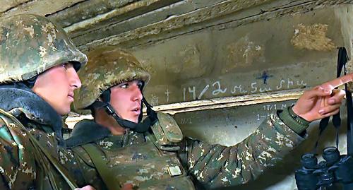 NKR Army soldiers at the contact line. Photo: The NKR Army Channel NKR Army soldiers at the contact line. Photo: The NKR Army Channel