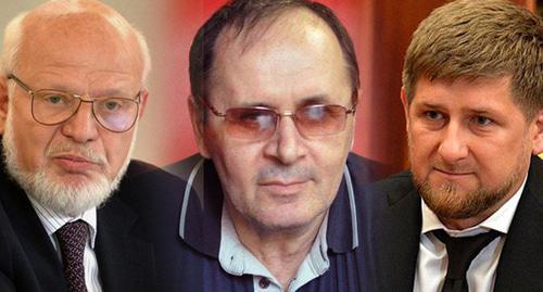 Mikhail Fedotov, Oyub Titiev, Ramzan Kadyrov. Photo by kremlin.ru, Mariya Shischenkova from the archive of the Human Rights Centre 'Memorial', collage by the "Caucasian Knot" Mikhail Fedotov, Oyub Titiev, Ramzan Kadyrov. Photo by kremlin.ru, Mariya Shischenkova from the archive of the Human Rights Centre 'Memorial', collage by the "Caucasian Knot"