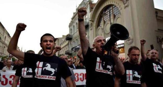 "Georgian March" activists. Photo: Mzia Saganelidze (RFE/RL) "Georgian March" activists. Photo: Mzia Saganelidze (RFE/RL)