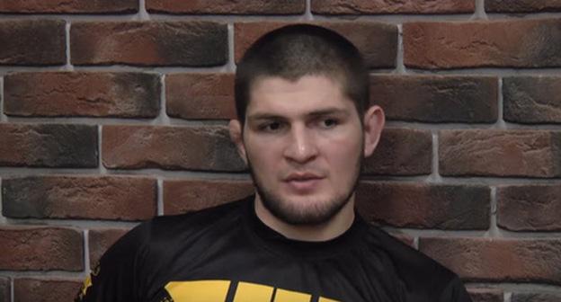 Khabib Nurmagomedov. Screenshot from video: https://ru.wikipedia.org/ Время спорта - https://www.youtube.com/watch?v=HWyclHTd89o Khabib Nurmagomedov. Screenshot from video: https://ru.wikipedia.org/ Время спорта - https://www.youtube.com/watch?v=HWyclHTd89o