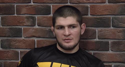 Khabib Nurmagomedov. Screenshot from video: https://ru.wikipedia.org/ Время спорта - https://www.youtube.com/watch?v=HWyclHTd89o Khabib Nurmagomedov. Screenshot from video: https://ru.wikipedia.org/ Время спорта - https://www.youtube.com/watch?v=HWyclHTd89o