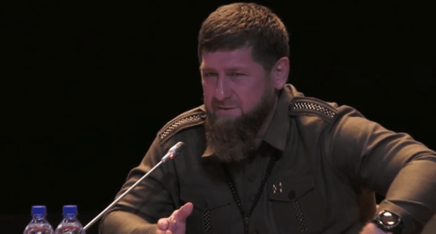 Ramzan Kadyrov at business session 'Invest in Caucasus'. Screenshot from TASS broadcasting reproduced by 'Dozhd' TV Channel, https://tvrain.ru/teleshow/videooftheday/kadyrov_vs_mutko-476673/ Ramzan Kadyrov at business session 'Invest in Caucasus'. Screenshot from TASS broadcasting reproduced by 'Dozhd' TV Channel, https://tvrain.ru/teleshow/videooftheday/kadyrov_vs_mutko-476673/
