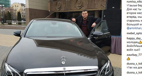 Amirkhan Umaev and his new Mercedes car. Photo from Umaev's Instagram page: https://www.instagram.com/p/BsLG9hmHOUG/ Amirkhan Umaev and his new Mercedes car. Photo from Umaev's Instagram page: https://www.instagram.com/p/BsLG9hmHOUG/