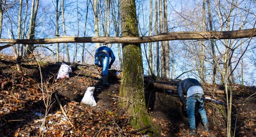 Gatherers of wild garlic. Photo: Radio Marsho (RFE/RL) Gatherers of wild garlic. Photo: Radio Marsho (RFE/RL)