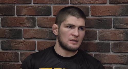 Khabib Nurmagomedov. Screenshot from video at: https://ru.wikipedia.org/ Время спорта - https://www.youtube.com/watch?v=HWyclHTd89o Khabib Nurmagomedov. Screenshot from video at: https://ru.wikipedia.org/ Время спорта - https://www.youtube.com/watch?v=HWyclHTd89o