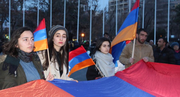 Rally against territorial concessions to Azerbaijan, Yerevan, February 26, 2019. Photo by Armine Martirosyan for the Caucasian Knot Rally against territorial concessions to Azerbaijan, Yerevan, February 26, 2019. Photo by Armine Martirosyan for the Caucasian Knot