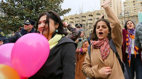 Participants of feminist rally in Baku. Photo by Aziz Karimov for the Caucasian Knot Participants of feminist rally in Baku. Photo by Aziz Karimov for the Caucasian Knot