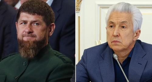 Ramzan Kadyrov (on the left) and Vladimir Vasiliev. Collage by the "Caucasian Knot". Photo: REUTERS/Maxim Shemetov, screenshot of the video by RIA Novosti Dagestan https://www.youtube.com/watch?v=g6P9V0-3pNY Ramzan Kadyrov (on the left) and Vladimir Vasiliev. Collage by the "Caucasian Knot". Photo: REUTERS/Maxim Shemetov, screenshot of the video by RIA Novosti Dagestan https://www.youtube.com/watch?v=g6P9V0-3pNY