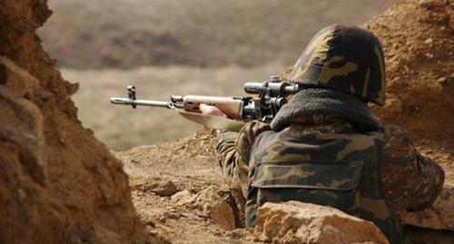 Sniper at the border. Photo: press service of the Ministry of Defence of Armenia, www.mil.am Sniper at the border. Photo: press service of the Ministry of Defence of Armenia, www.mil.am