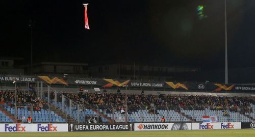 A drone appeared over the stadium during the match of the "Dudelange" (Luxembourg) and "Karabakh" (Azerbaijan) Football Clubs (FCs). Photo: Reuters / Francois Walschaerts A drone appeared over the stadium during the match of the "Dudelange" (Luxembourg) and "Karabakh" (Azerbaijan) Football Clubs (FCs). Photo: Reuters / Francois Walschaerts