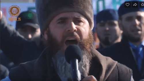 Salakh-Haji Mezhiev, the Mufti of Chechnya. Screenshot from video: https://vk.com/video279938622_456242329 Salakh-Haji Mezhiev, the Mufti of Chechnya. Screenshot from video: https://vk.com/video279938622_456242329