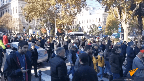 A rally near the National Library in Tbilisi on November 29, 2019. Screenshot of the video by Sputnik Georgia https://sputnik-georgia.ru/video/20191129/247144476/Oppozitsiya-v-ocherednoy-raz-popytalas-pomeshat-rabote-parlamenta-Gruzii-video.html A rally near the National Library in Tbilisi on November 29, 2019. Screenshot of the video by Sputnik Georgia https://sputnik-georgia.ru/video/20191129/247144476/Oppozitsiya-v-ocherednoy-raz-popytalas-pomeshat-rabote-parlamenta-Gruzii-video.html