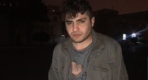 Mekhman Guseinov after being beaten. Screenshot from video posted by Meydan.TV on Facebook: https://www.facebook.com/MeydanTelevision/videos/1410082235827162/ Mekhman Guseinov after being beaten. Screenshot from video posted by Meydan.TV on Facebook: https://www.facebook.com/MeydanTelevision/videos/1410082235827162/
