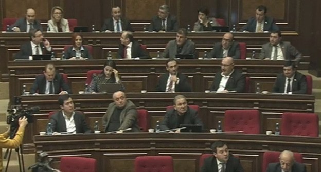 A session of the Armenian parliament. Screenshot of the video posted on the Parliament of Armenia YouTube channel https://www.youtube.com/watch?v=f3jb0AtXRxA&feature=emb_title A session of the Armenian parliament. Screenshot of the video posted on the Parliament of Armenia YouTube channel https://www.youtube.com/watch?v=f3jb0AtXRxA&feature=emb_title