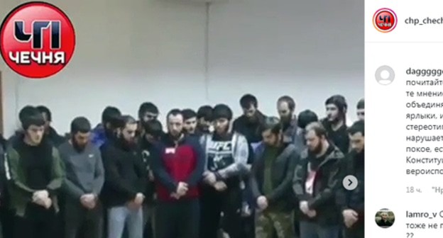 A "preventive conversation" with residents of Chechnya. Screenshot of the video posted in the "Chp_chechenya" group on Instagram https://www.instagram.com/p/B7qe2qLlMuq/ A "preventive conversation" with residents of Chechnya. Screenshot of the video posted in the "Chp_chechenya" group on Instagram https://www.instagram.com/p/B7qe2qLlMuq/