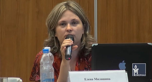 Elena Milashina. Screenshot from video posted at YouTube Channel 'HRC Memorial' https://www.youtube.com/watch?v=8-BkcWQP5L0 Elena Milashina. Screenshot from video posted at YouTube Channel 'HRC Memorial' https://www.youtube.com/watch?v=8-BkcWQP5L0
