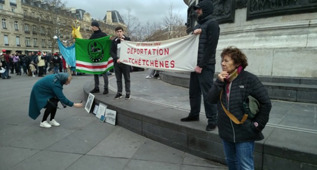 A commemoration rally of the victims of Vainakhs' deportation in Paris. Photo by Anastasiya Kirilenko for the "Caucasian Knot" A commemoration rally of the victims of Vainakhs' deportation in Paris. Photo by Anastasiya Kirilenko for the "Caucasian Knot"