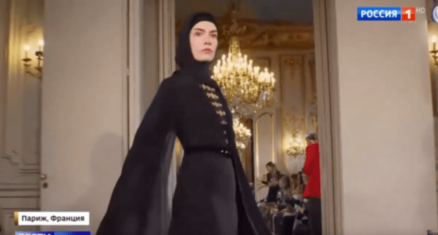 The show of the clothing collection of the Chechen "Firdaus" fashion house on February 25, 2020. Screenshot of the video https://youtu.be/d0ODhSLr6BU The show of the clothing collection of the Chechen "Firdaus" fashion house on February 25, 2020. Screenshot of the video https://youtu.be/d0ODhSLr6BU