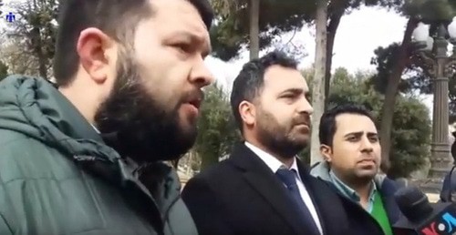 Protest action at the Constitutional Court building. Screenshot from the video posted by Turan İnformasiya Agentliyi at: https://www.youtube.com/watch?v=gFvINEgzmtU&feature=emb_title Protest action at the Constitutional Court building. Screenshot from the video posted by Turan İnformasiya Agentliyi at: https://www.youtube.com/watch?v=gFvINEgzmtU&feature=emb_title