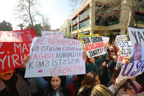 Aisel Alekperzade at the rally in Baku. Photo by Aziz Karimov for the "Caucasian Knot" Aisel Alekperzade at the rally in Baku. Photo by Aziz Karimov for the "Caucasian Knot"