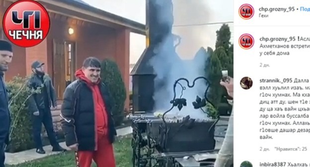 Businessman Aslambek Akhmetkhanov. Screenshot from video posted by 'ChP Chechnya', https://www.instagram.com/p/B_erqpclD0Q/ Businessman Aslambek Akhmetkhanov. Screenshot from video posted by 'ChP Chechnya', https://www.instagram.com/p/B_erqpclD0Q/