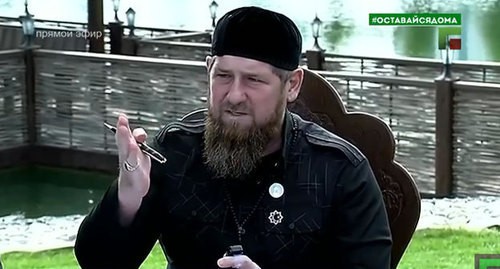 Ramzan Kadyrov at a meeting of the operational headquarters on April 17, 2020. Screenshot of the video by the Grozny TV channel https://www.youtube.com/watch?v=PGmx9mlRG7E Ramzan Kadyrov at a meeting of the operational headquarters on April 17, 2020. Screenshot of the video by the Grozny TV channel https://www.youtube.com/watch?v=PGmx9mlRG7E