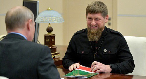 Ramzan Kadyrov and Vladimir Putin. Photo by the Kremlin's press service http://kremlin.ru/events/president/news/57797 Ramzan Kadyrov and Vladimir Putin. Photo by the Kremlin's press service http://kremlin.ru/events/president/news/57797