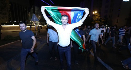 An unauthorized march in support of the Azerbaijani Army, Baku, July 14, 2020. Photo by Aziz Karimov for the Caucasian Knot An unauthorized march in support of the Azerbaijani Army, Baku, July 14, 2020. Photo by Aziz Karimov for the Caucasian Knot