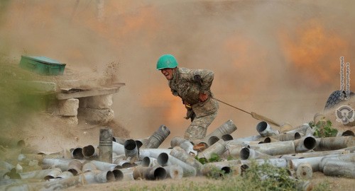 Soldier of the Armenian Army in the Karabakh conflict zone. Photo: press service of the Ministry of Defence of Armenia, https://mil.am/ru/news/8436 Soldier of the Armenian Army in the Karabakh conflict zone. Photo: press service of the Ministry of Defence of Armenia, https://mil.am/ru/news/8436