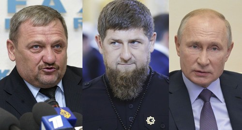 Akhmat Kadyrov, Ramzan Kadyrov, and Vladimir Putin (from left to right). Photos: REUTERS/Sergei Karpukhi, Sputnik/Mikhail Metzel/Pool via REUTERS, Sputnik/Alexei Druzhinin/Kremlin via REUTERS Akhmat Kadyrov, Ramzan Kadyrov, and Vladimir Putin (from left to right). Photos: REUTERS/Sergei Karpukhi, Sputnik/Mikhail Metzel/Pool via REUTERS, Sputnik/Alexei Druzhinin/Kremlin via REUTERS