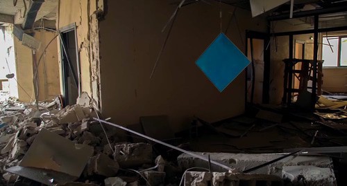 Consequences of shelling of the Republican Medical Center of Stepanakert, which includes a maternity hospital and a children's hospital, October 28, 2020. Screenshot of the appeal of Nagorno-Karabakh Ombudsman Artak Beglaryan:  https://www.facebook.com/ArtsakhInformation