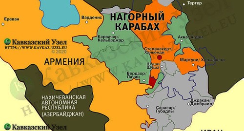 Map of Nagorno-Karabakh, the Caucasian Knot. Photo: https://www.kavkaz-uzel.eu/articles/356336/ Map of Nagorno-Karabakh, the Caucasian Knot. Photo: https://www.kavkaz-uzel.eu/articles/356336/