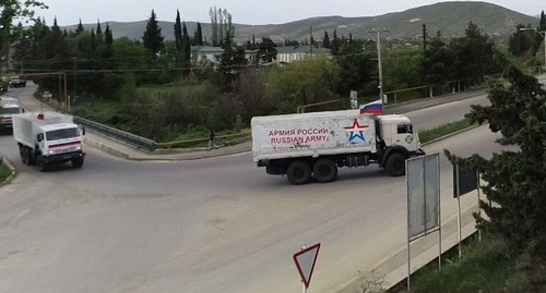 A humanitarian convoy in Nagorno-Karabakh. Photo by the Russian Ministry of Defence http://mil.ru/ A humanitarian convoy in Nagorno-Karabakh. Photo by the Russian Ministry of Defence http://mil.ru/