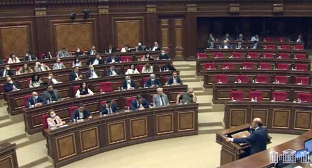 Participants of the vote in the Armenian parliament. Screenshot of the video at the YouTube channel of the parliament https://www.youtube.com/watch?v=zmN6IgGHOK0 Participants of the vote in the Armenian parliament. Screenshot of the video at the YouTube channel of the parliament https://www.youtube.com/watch?v=zmN6IgGHOK0