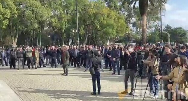 A protest action in Sukhumi. November 4, 2021. Screenshot of the video t.me/SputnikAbkhazia A protest action in Sukhumi. November 4, 2021. Screenshot of the video t.me/SputnikAbkhazia