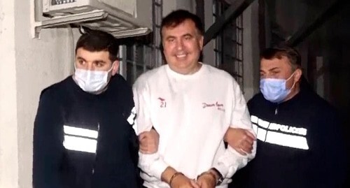Saakashvili is delivered to a prison in Rustavi. October 1, 2021. Screenshot of the video by the Georgian Ministry of Internal Affairs (MIA) https://www.facebook.com/watch/?ref=external&v=1490796041293652 Saakashvili is delivered to a prison in Rustavi. October 1, 2021. Screenshot of the video by the Georgian Ministry of Internal Affairs (MIA) https://www.facebook.com/watch/?ref=external&v=1490796041293652