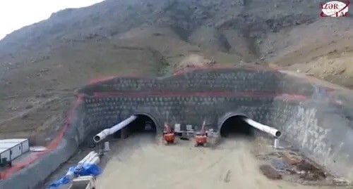 Construction of tunnels on the Horadiz-Jebrail-Zangilan-Agbend highway in Azerbaijan, which, according to the Azerbaijani side, is to become part of the Zangezur corridor. Screenshot: https://video.azertag.az/ru/site/video/129222 Construction of tunnels on the Horadiz-Jebrail-Zangilan-Agbend highway in Azerbaijan, which, according to the Azerbaijani side, is to become part of the Zangezur corridor. Screenshot: https://video.azertag.az/ru/site/video/129222