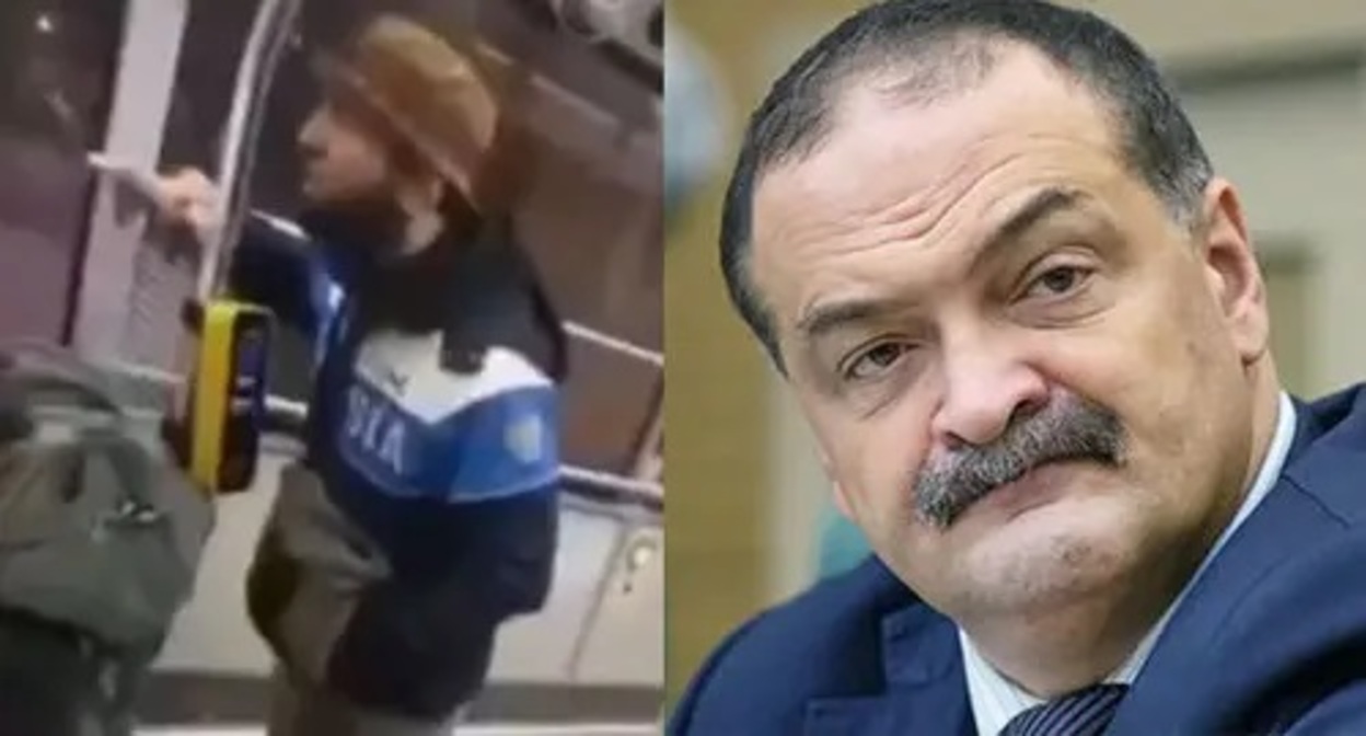 Participant of a conflict in Moscow (screenshot: https://t.me/DagestanRD), Sergei Melikov (Photo: official website of the Federation Council, council.gov.ru). Collage made by the Caucasian Knot Participant of a conflict in Moscow (screenshot: https://t.me/DagestanRD), Sergei Melikov (Photo: official website of the Federation Council, council.gov.ru). Collage made by the Caucasian Knot