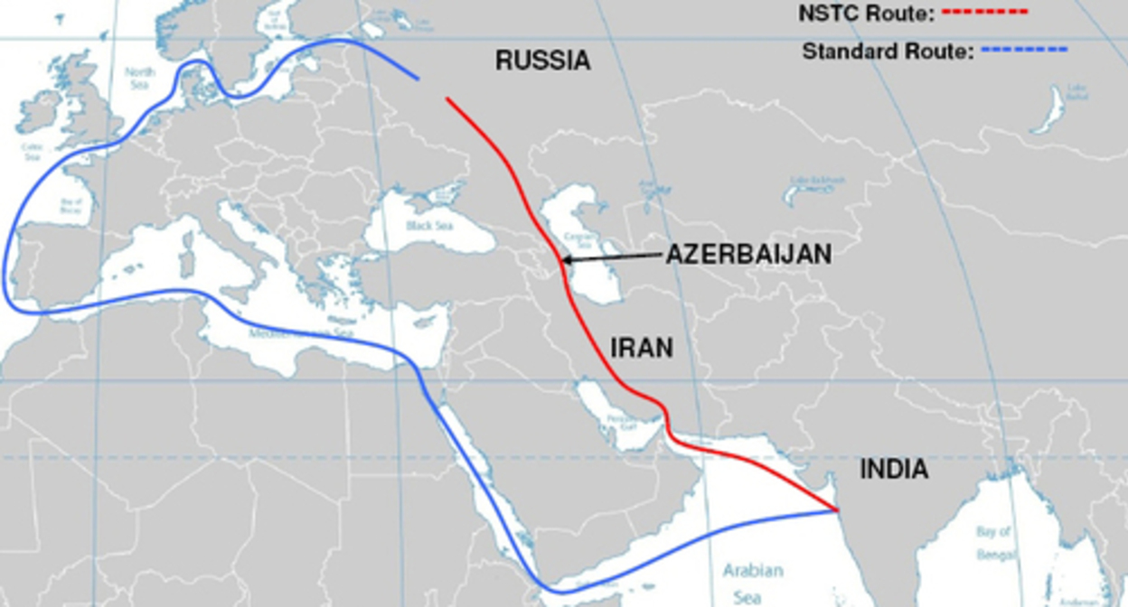 Scheme of the North-South transport corridor. Photo: https://en.wikipedia.org/wiki/International_North–South_Transport_Corridor Scheme of the North-South transport corridor. Photo: https://en.wikipedia.org/wiki/International_North–South_Transport_Corridor