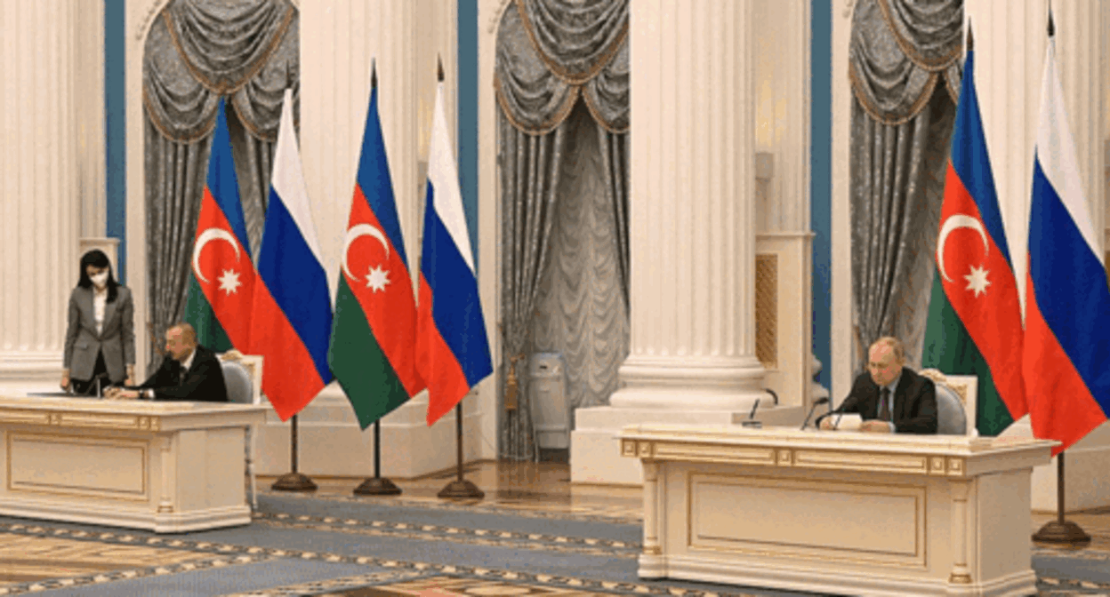 The declaration of cooperation, signed by Ilham Aliev and Vladimir Putin. Photo by Sergey Guneev http://www.kremlin.ru/events/president/news/67830 The declaration of cooperation, signed by Ilham Aliev and Vladimir Putin. Photo by Sergey Guneev http://www.kremlin.ru/events/president/news/67830