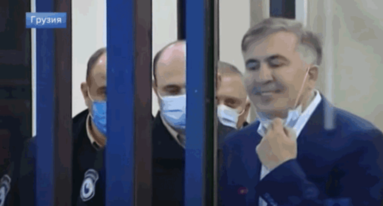 Mikheil (Mikhail) Saakashvili (on the right) in the courtroom. Screenshot of the video by the "News on First Channel" https://www.youtube.com/watch?v=jtb5QF28d6Q Mikheil (Mikhail) Saakashvili (on the right) in the courtroom. Screenshot of the video by the "News on First Channel" https://www.youtube.com/watch?v=jtb5QF28d6Q