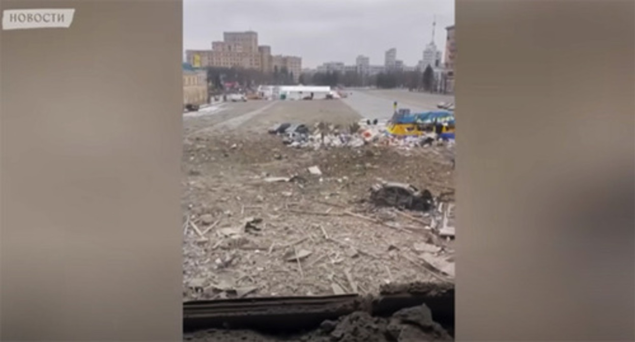 Shelling in Kharkiv. Screenshot: https://www.youtube.com/watch?v=2M182AXq9tM Shelling in Kharkiv. Screenshot: https://www.youtube.com/watch?v=2M182AXq9tM