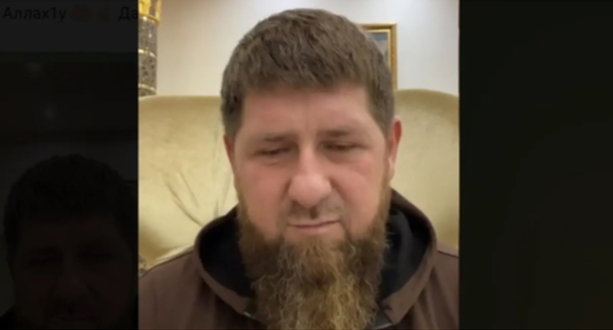 Screenshot of video posted on Kadyrov’s Telegram Channel on February 26, 2022, https://web.telegram.org/z/#-11411719420220 Screenshot of video posted on Kadyrov’s Telegram Channel on February 26, 2022, https://web.telegram.org/z/#-11411719420220