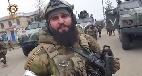 Khussein Mezhidov makes a report for Ramzan Kadyrov. Screnshot of the video published on the Telegram channel of the leader of Chechnya https://t.me/s/RKadyrov_95 Khussein Mezhidov makes a report for Ramzan Kadyrov. Screnshot of the video published on the Telegram channel of the leader of Chechnya https://t.me/s/RKadyrov_95