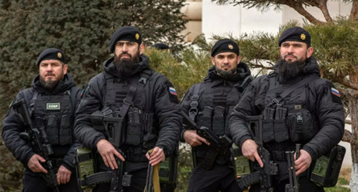 Chechen fighters. Photo by the press service of the head of Chechnya Chechen fighters. Photo by the press service of the head of Chechnya